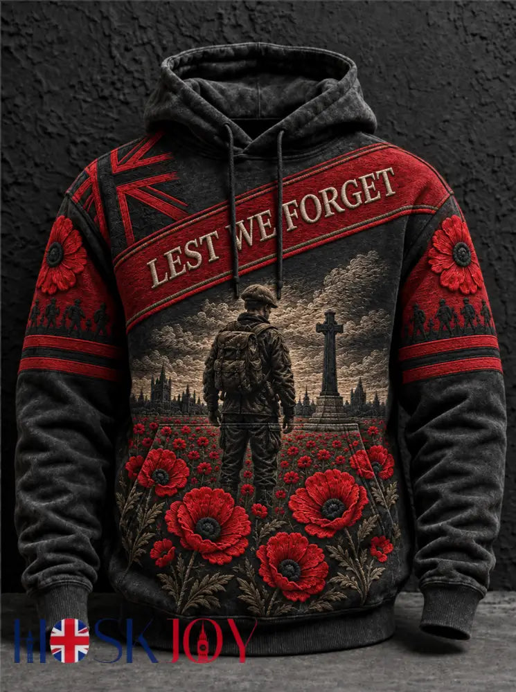 Men’s Remembrance Day Lest We Forget Hoodie - Black / S
