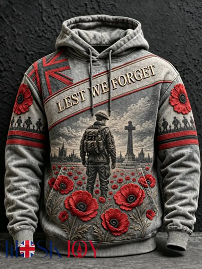 Men’s Remembrance Day Lest We Forget Hoodie - Gray / S