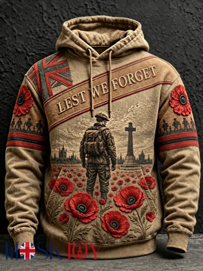 Men’s Remembrance Day Lest We Forget Hoodie - Khaki / S