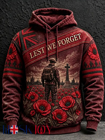 Men’s Remembrance Day Lest We Forget Hoodie - Red / S