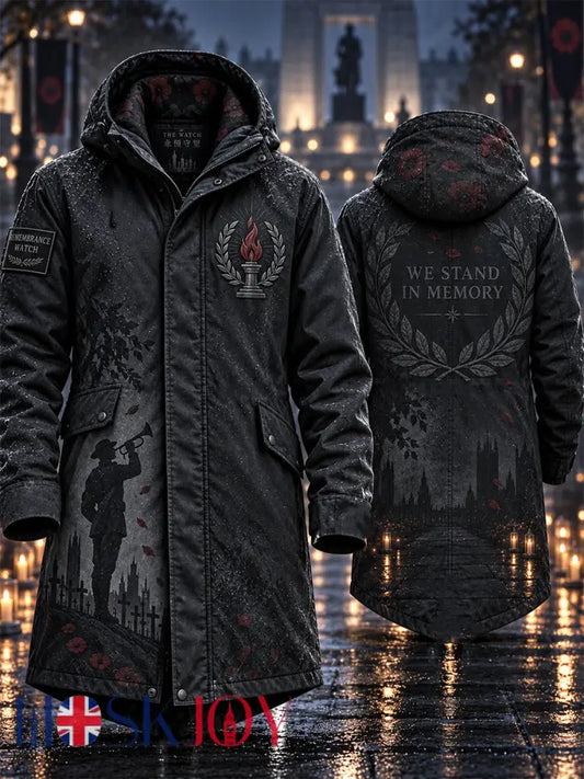 Men’s Remembrance Day Lest We Forget Long Coat - Black / S