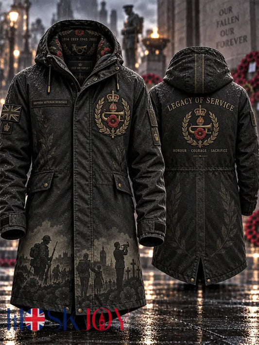 Men’s Remembrance Day Lest We Forget Long Coat - Black / S