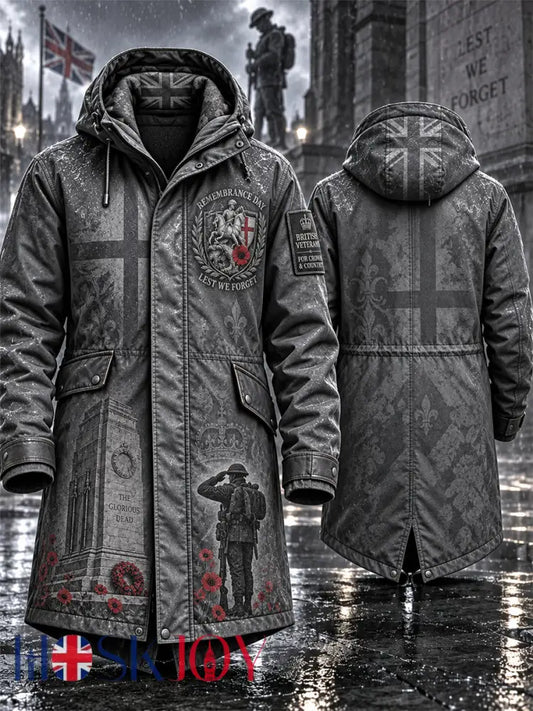 Men’s Remembrance Day Lest We Forget Long Coat - Dark Gray / S