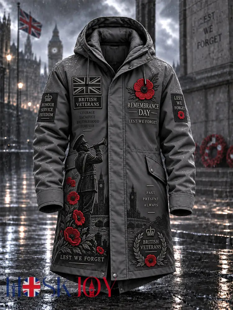 Men’s Remembrance Day Lest We Forget Long Coat - Dark Gray / S