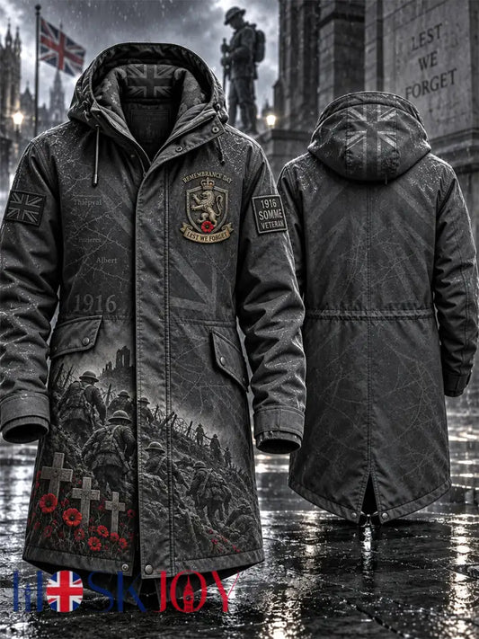 Men’s Remembrance Day Lest We Forget Long Coat - Dark Gray / S