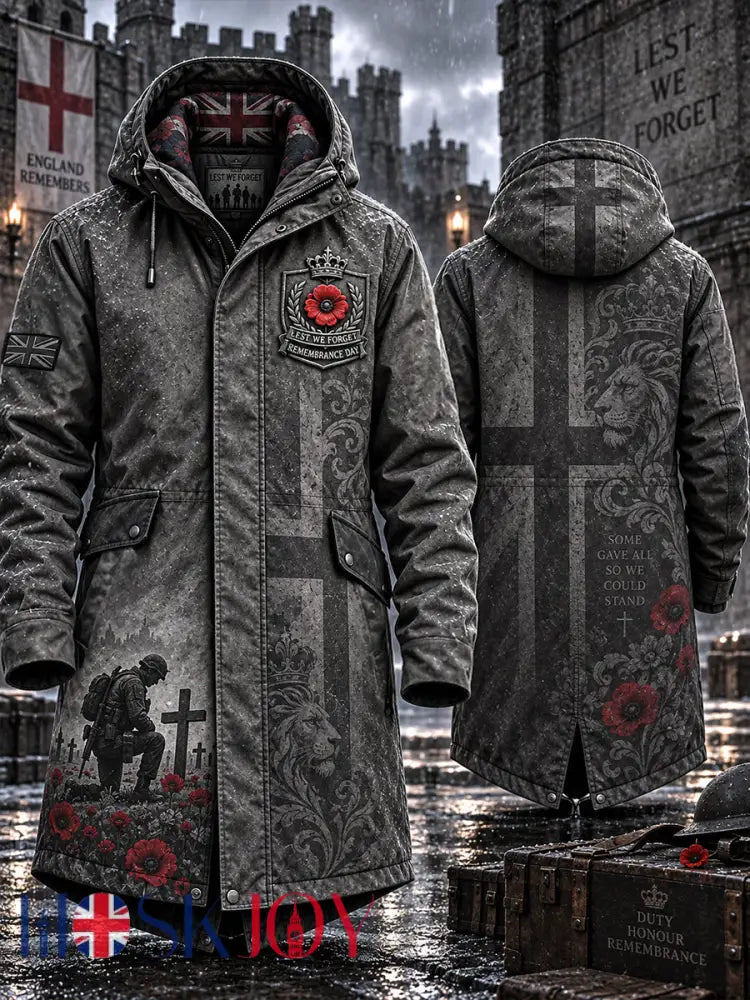 Men’s Remembrance Day Lest We Forget Long Coat - Gray / S