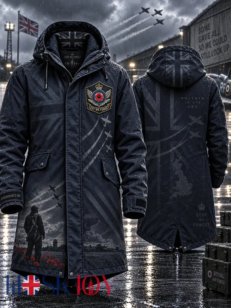 Men’s Remembrance Day Lest We Forget Long Coat - Navy Blue / S