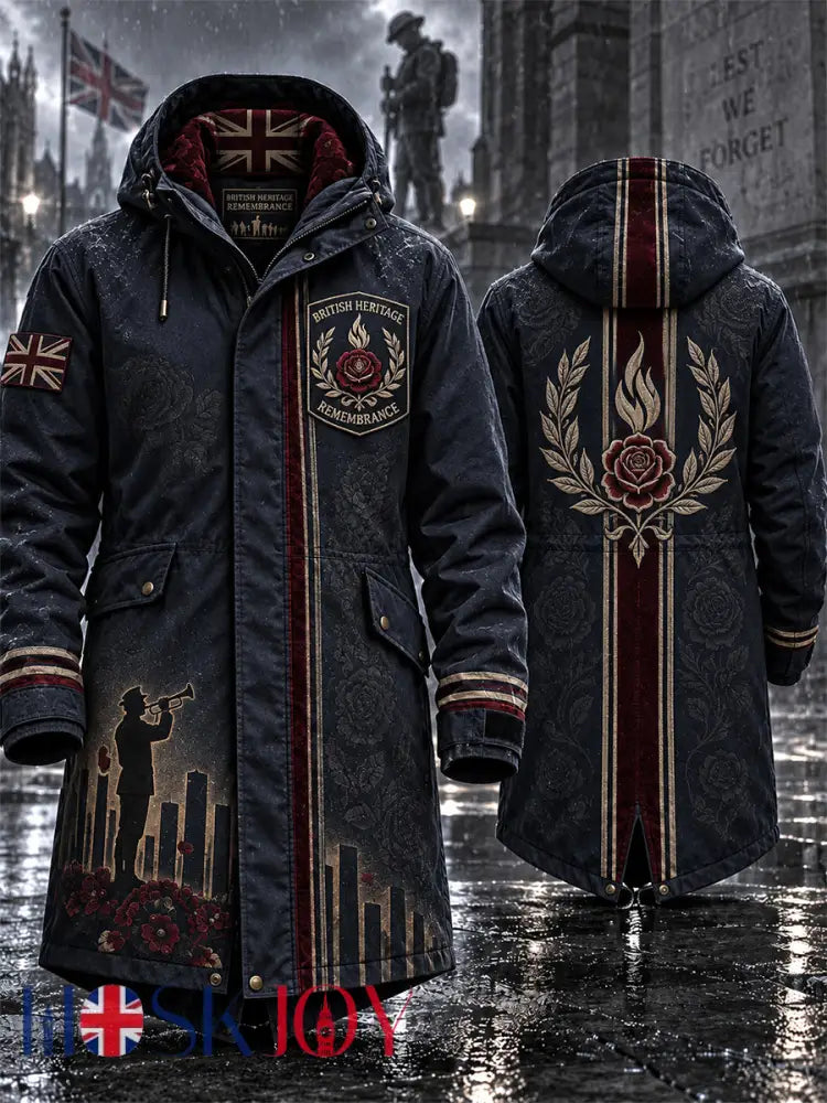 Men’s Remembrance Day Lest We Forget Long Coat - Navy Blue / S