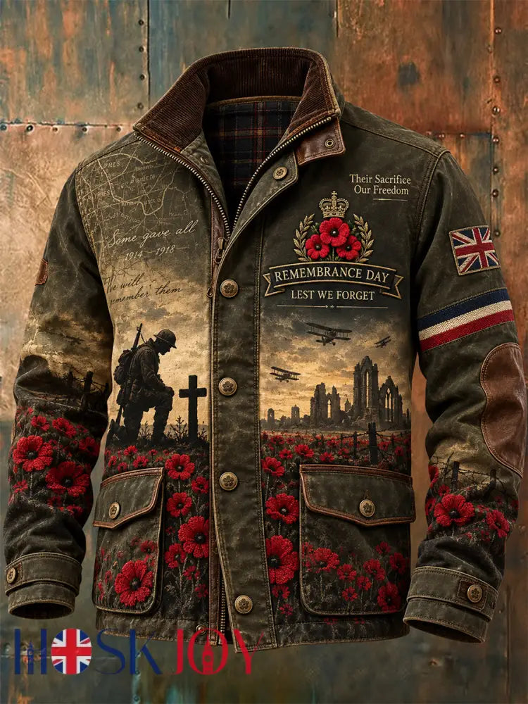 Men’s Remembrance Day Lest We Forget Long-Sleeve Jacket - Army Green / S