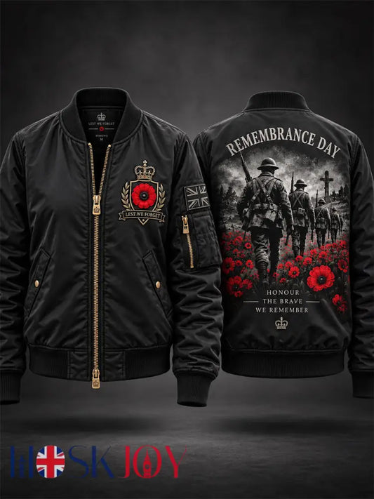 Men’s Remembrance Day Lest We Forget Long Sleeve Jacket - Black / S