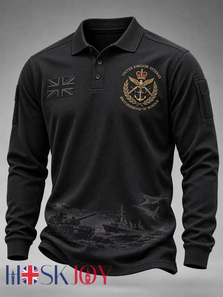Men’s Remembrance Day Lest We Forget Long-Sleeve Polo Shirt - Black / S