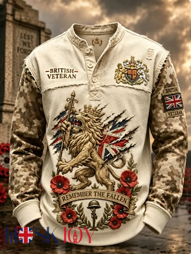 Men’s Remembrance Day Lest We Forget Long Sleeve T-Shirt - Khaki / S