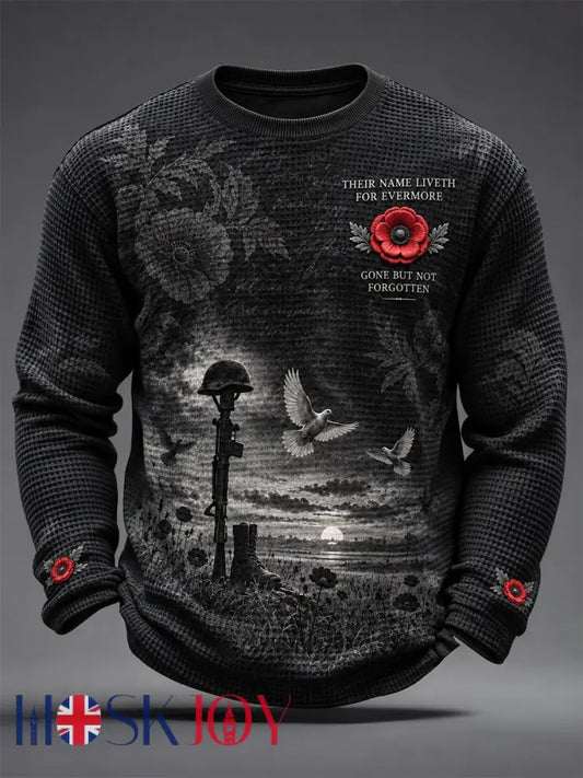 Men’s Remembrance Day Lest We Forget Long-Sleeve Waffle Top - Black / S