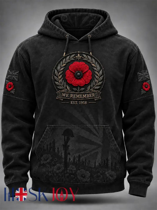 Men’s Remembrance Day Lest We Forget Pocket Hoodie - Black / S