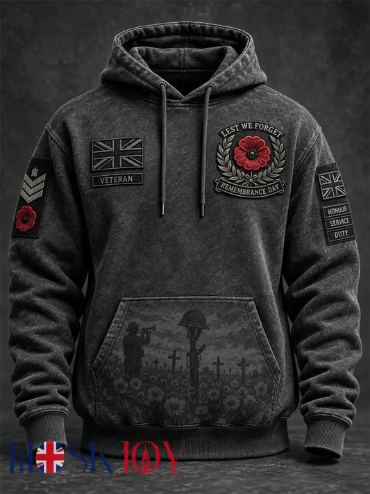 Men’s Remembrance Day Lest We Forget Pocket Hoodie - Dark Gray / S