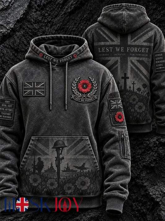 Men’s Remembrance Day Lest We Forget Pocket Hoodie - Dark Gray / S