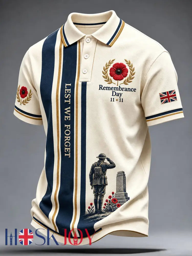 Men’s Remembrance Day Lest We Forget Print Shirt - Apricot / S