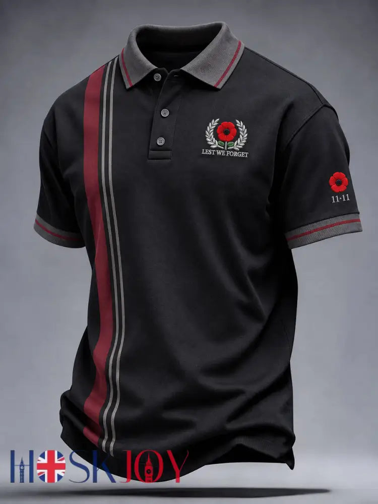 Men’s Remembrance Day Lest We Forget Print Shirt - Black / S