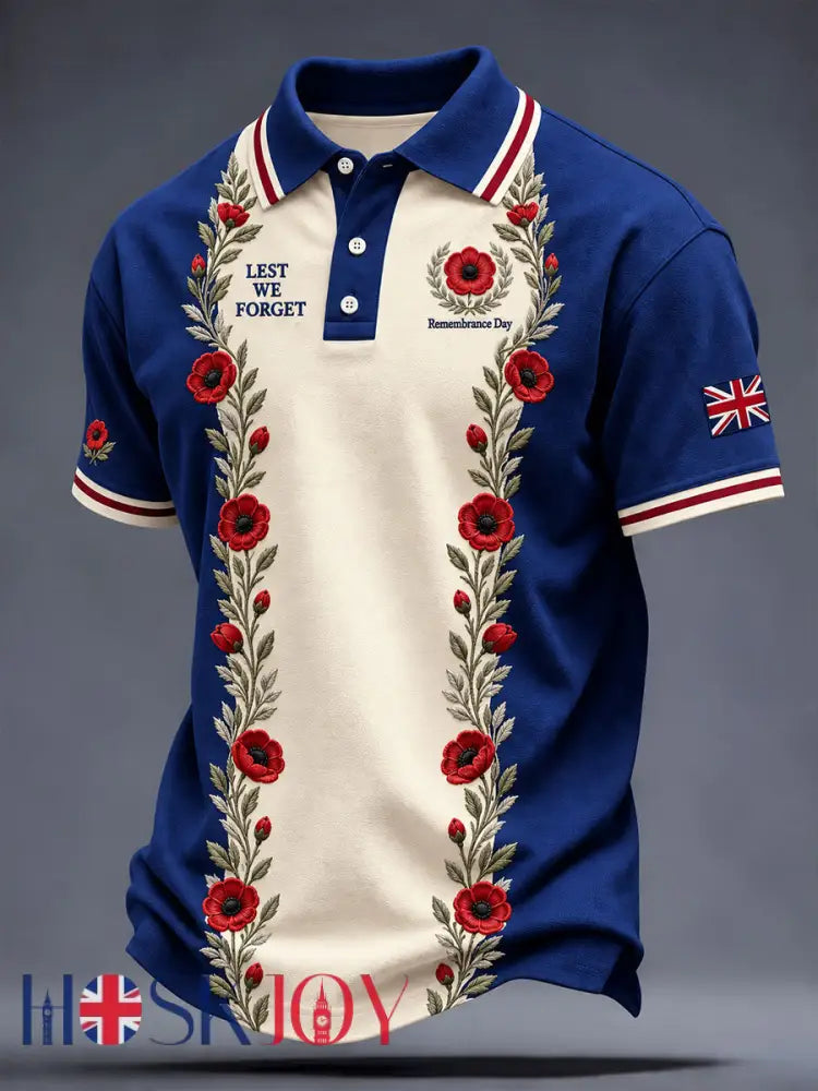 Men’s Remembrance Day Lest We Forget Print Shirt - Blue / S