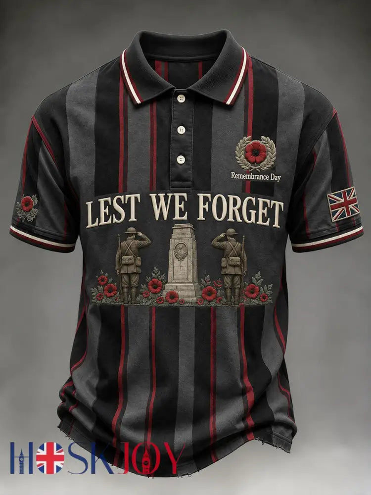 Men’s Remembrance Day Lest We Forget Print Shirt - Dark Grey / S