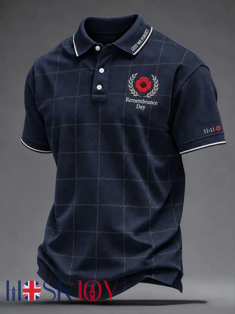 Men’s Remembrance Day Lest We Forget Print Shirt - Navy Blue / S