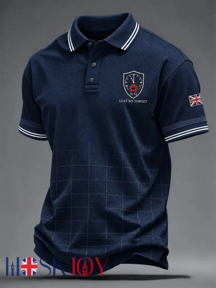 Men’s Remembrance Day Lest We Forget Print Shirt - Navy Blue / S