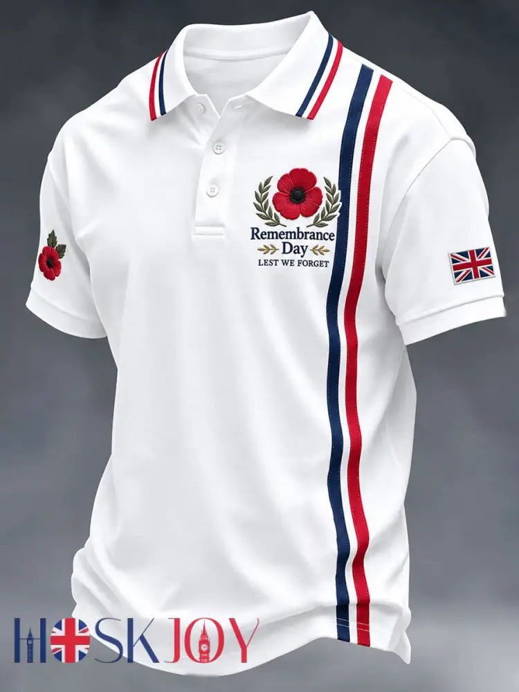 Men’s Remembrance Day Lest We Forget Print Shirt - White / S