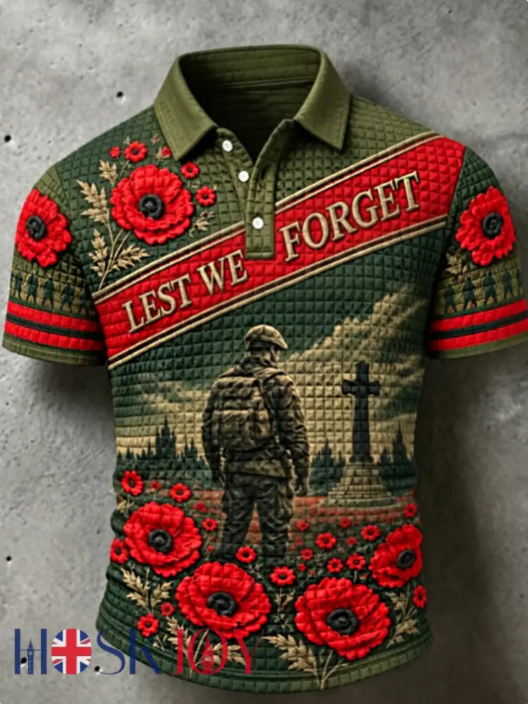 Men’s Remembrance Day Lest We Forget short sleeve shirt - Army Green / S