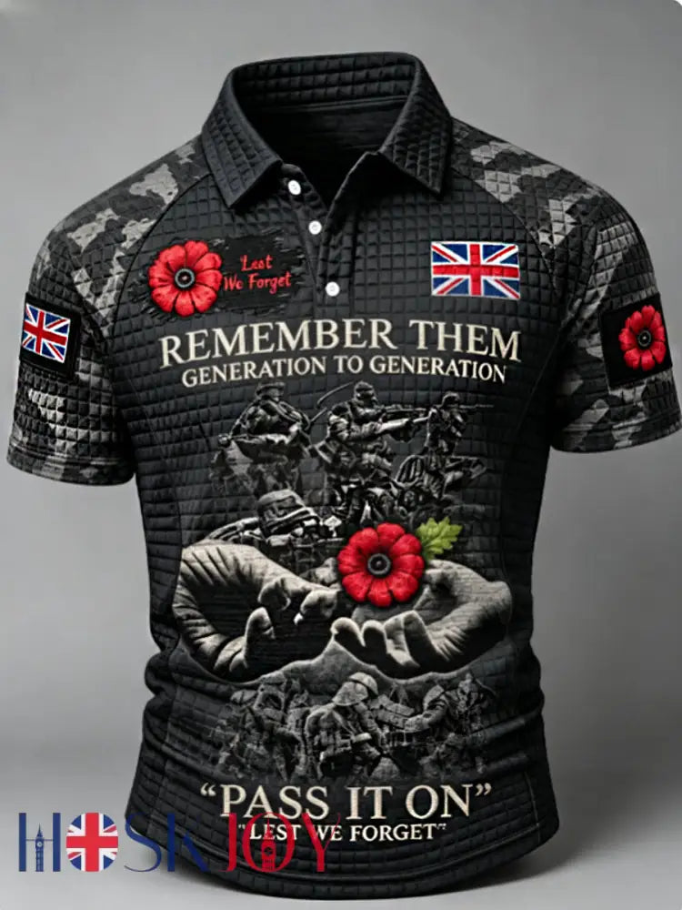 Men’s Remembrance Day Lest We Forget short sleeve shirt - Black / S