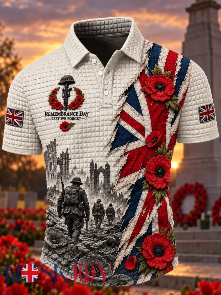 Men’s Remembrance Day Lest We Forget short sleeve shirt - Creamy-White / S