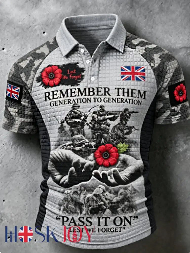 Men’s Remembrance Day Lest We Forget short sleeve shirt - Gray / S