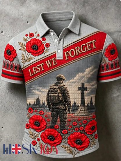 Men’s Remembrance Day Lest We Forget short sleeve shirt - Gray / S