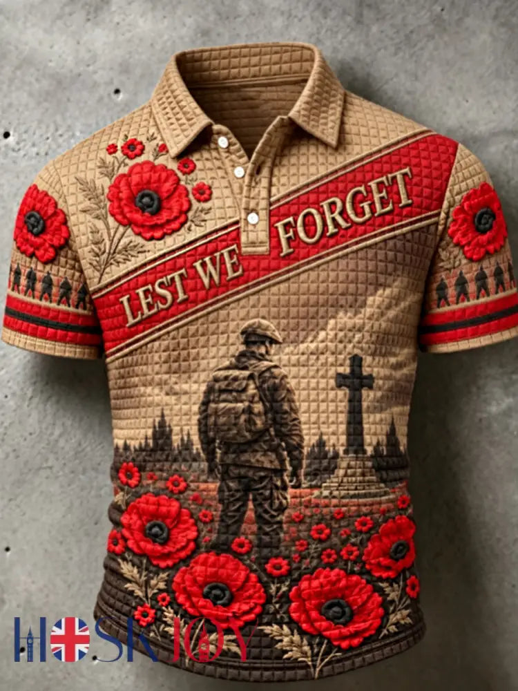 Men’s Remembrance Day Lest We Forget short sleeve shirt - Khaki / S