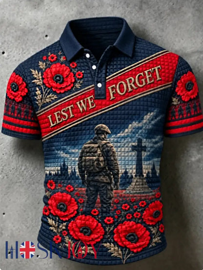 Men’s Remembrance Day Lest We Forget short sleeve shirt - Navy Blue / S