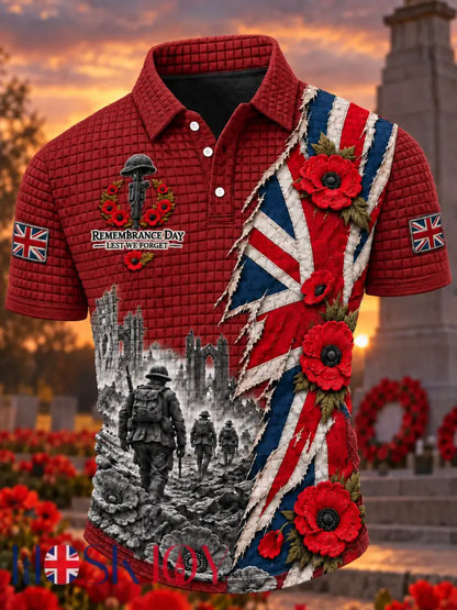 Men’s Remembrance Day Lest We Forget short sleeve shirt - Red / S