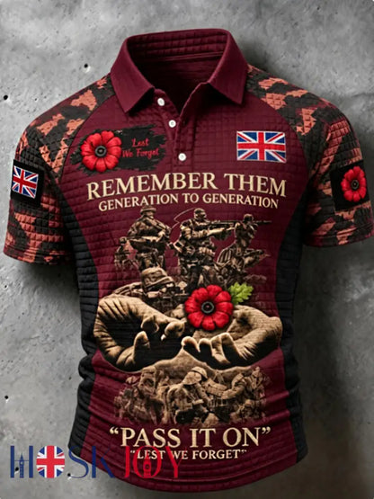 Men’s Remembrance Day Lest We Forget short sleeve shirt - Red / S