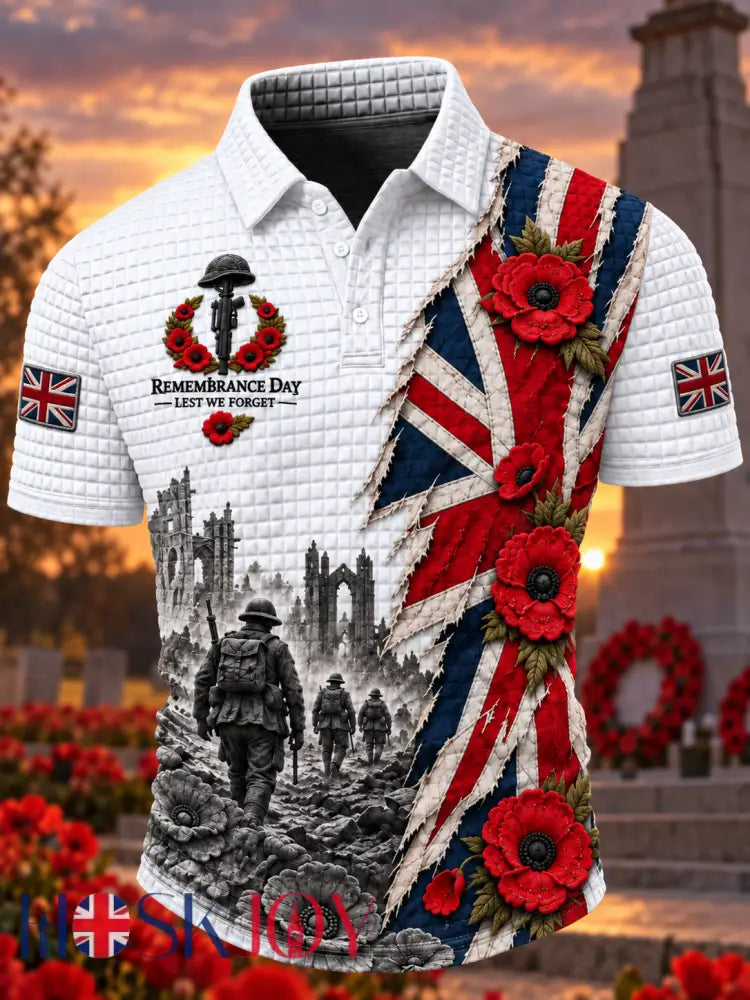 Men’s Remembrance Day Lest We Forget short sleeve shirt - White / S