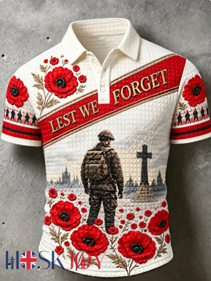 Men’s Remembrance Day Lest We Forget short sleeve shirt - White / S