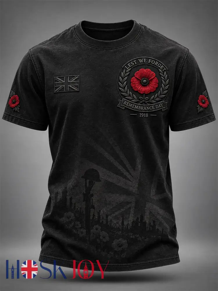 Men’s Remembrance Day Lest We Forget Short-Sleeve T-Shirt - Black / S
