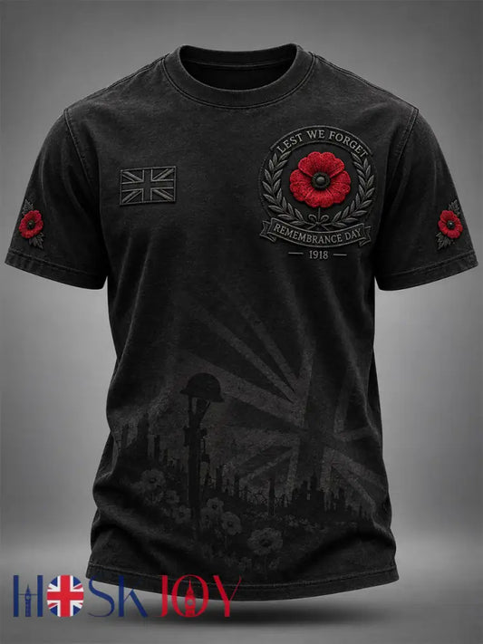 Men’s Remembrance Day Lest We Forget Short-Sleeve T-Shirt - Black / S