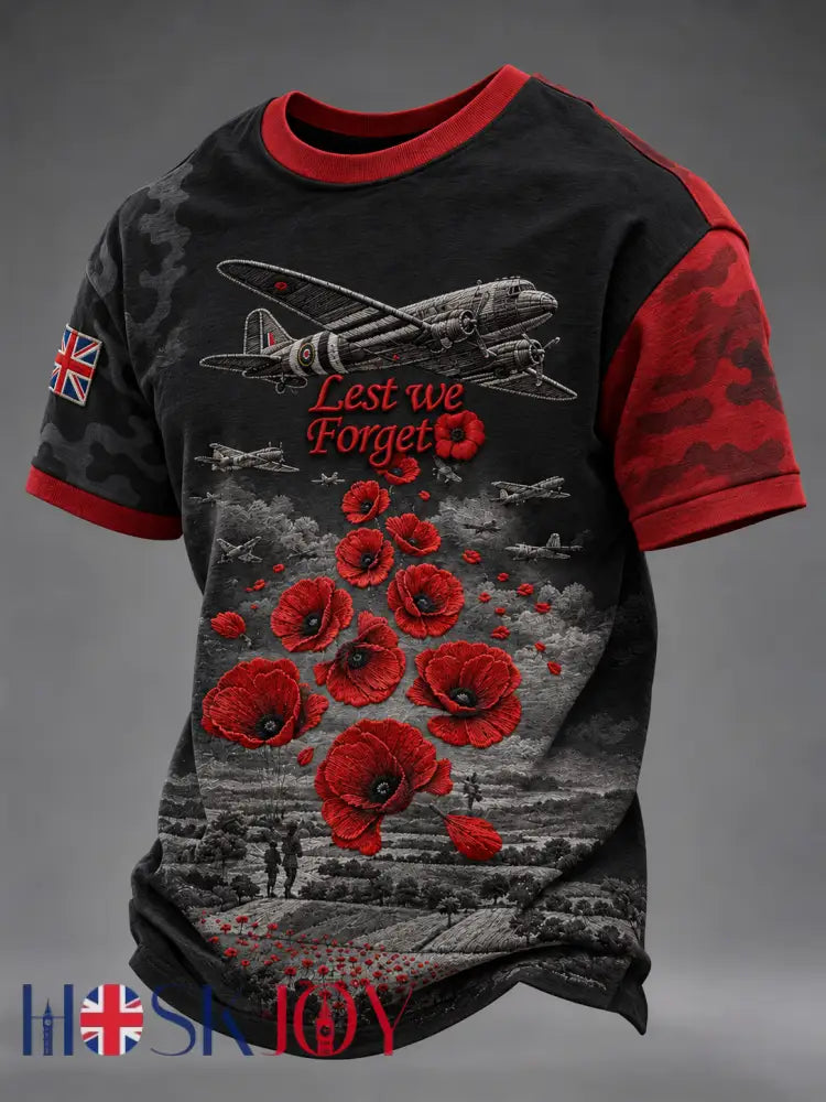Men’s Remembrance Day Lest We Forget short sleeves t-shirt - Black / S