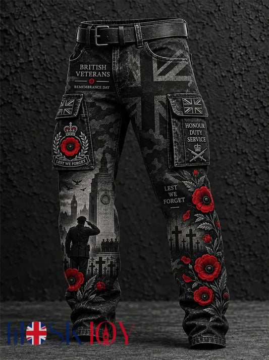 Men’s Remembrance Day Lest We Forget Work Trousers - Black / S