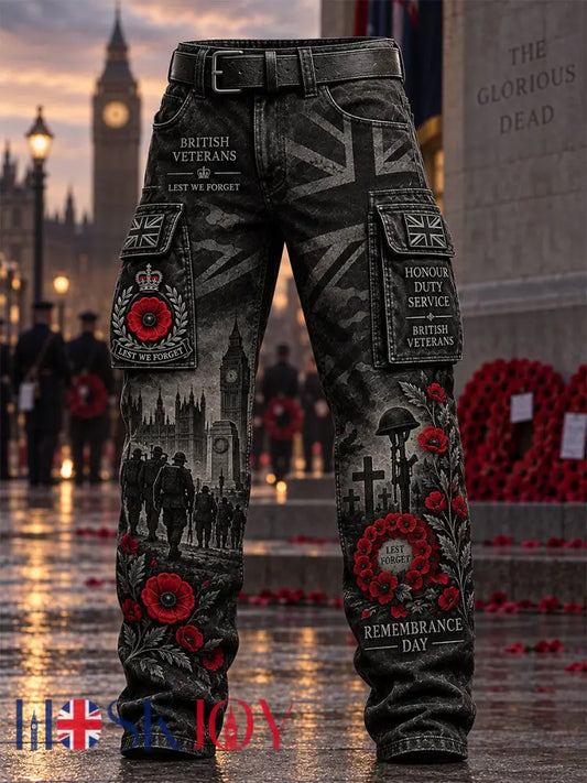 Men’s Remembrance Day Lest We Forget Work Trousers - Black / S