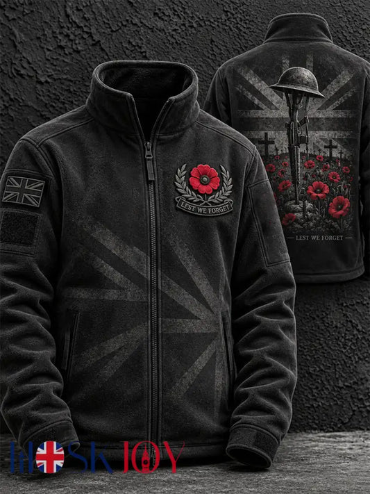 Men’s Remembrance Day Lest We Forget Zip-Up Hoodie - Black / S