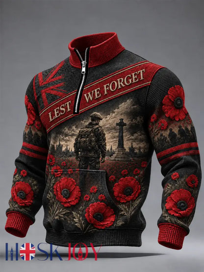 Men’s Remembrance Day Lest We Forget Zip-Up Hoodie - Black / S