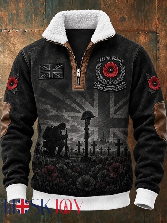 Men’s Remembrance Day Lest We Forget Zipper Hoodie - Black / S