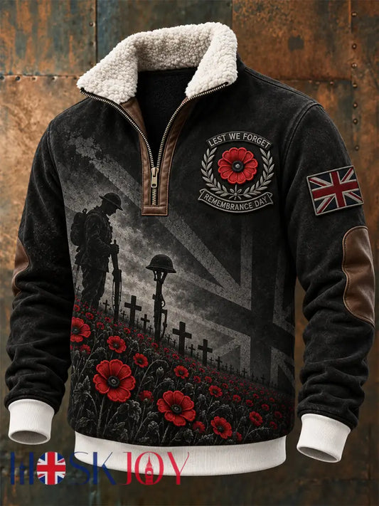 Men’s Remembrance Day Lest We Forget Zipper Hoodie - Black / S