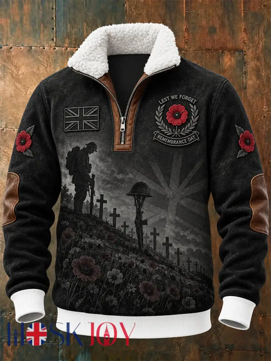 Men’s Remembrance Day Lest We Forget Zipper Hoodie - Black / S