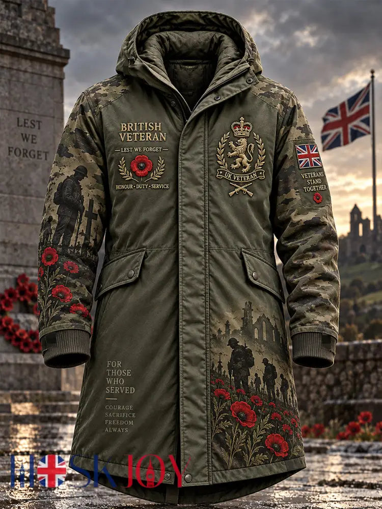 Men’s Remembrance Day Print Longline Hooded Windbreaker - A / S
