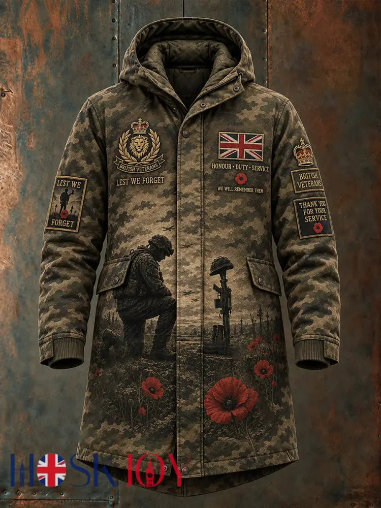 Men’s Remembrance Day Print Longline Hooded Windbreaker - A / S